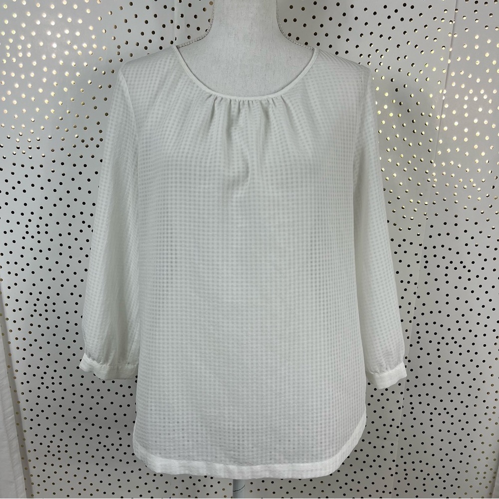J.Crew Factory Semi-Sheer Grid Top